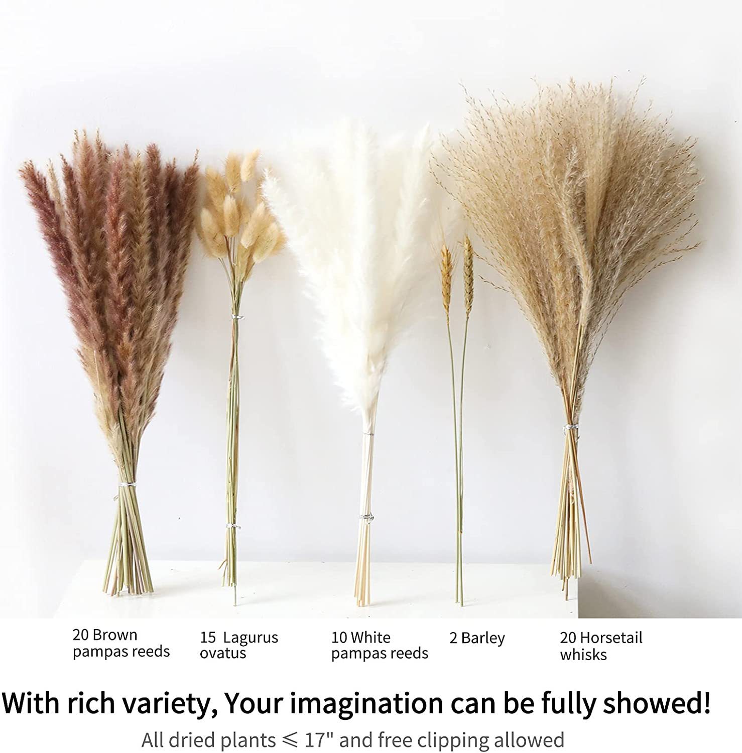 Dried flower bouquet, pampas and natural materials