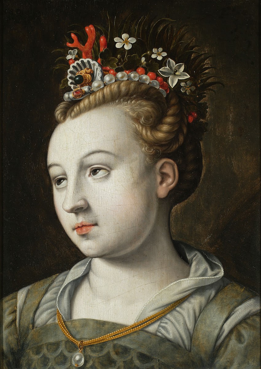 Head of a woman with eyes looking up 1580
