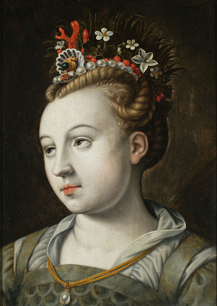 Head of a woman with eyes looking up 1580