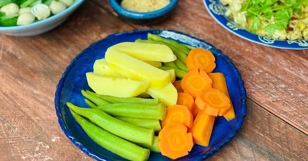 Rau Củ Luộc Chấm Muối Vừng