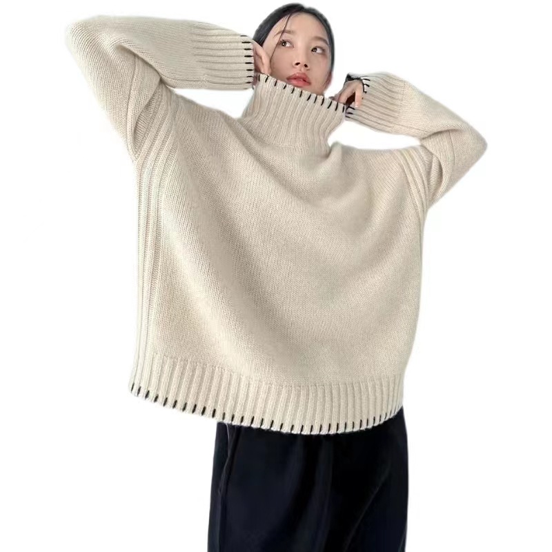 Women's cable-knit sweater with turtleneck