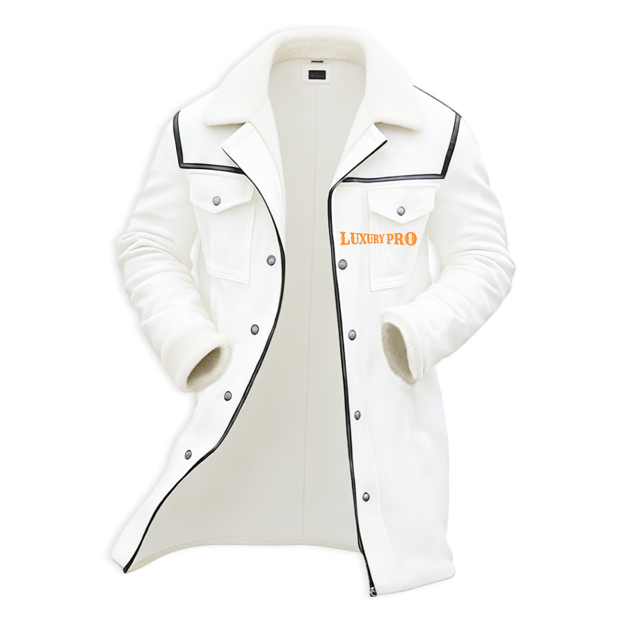 2D Long Sleeve Leather Plaid Jacket