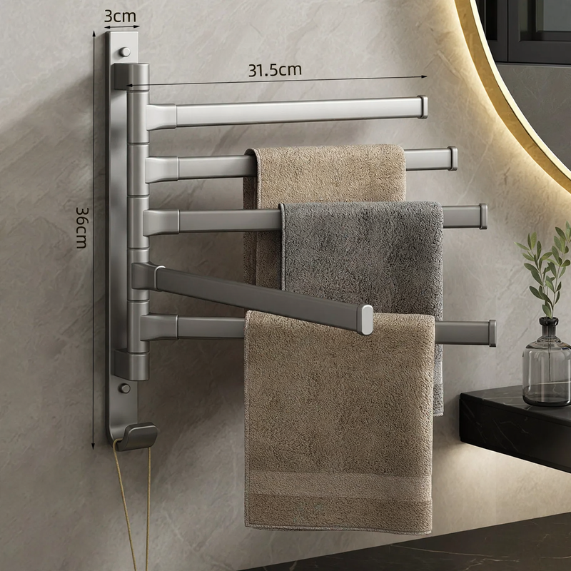 Rotating towel holder made of aluminum, no drilling
