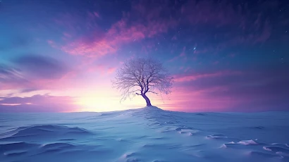 Ai Art, Winter, Snow, Trees, Digital Art 5K Wallpaper Background