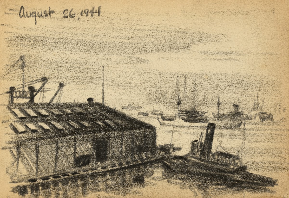 Tugboat At Dock 1944