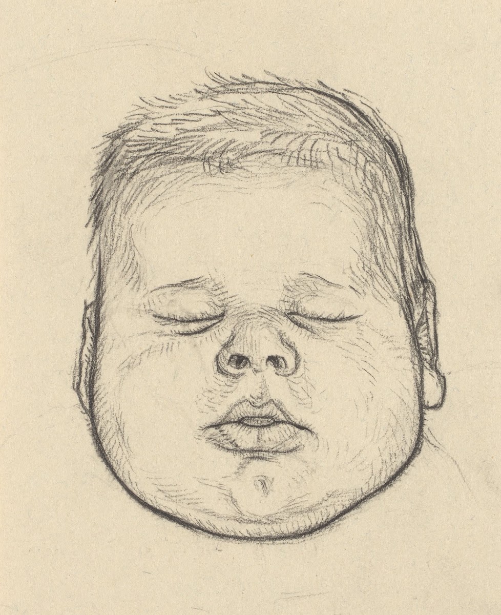 Head of a baby with eyes closed 20th century