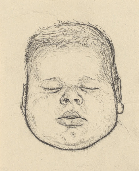 Head of a baby with eyes closed 20th century
