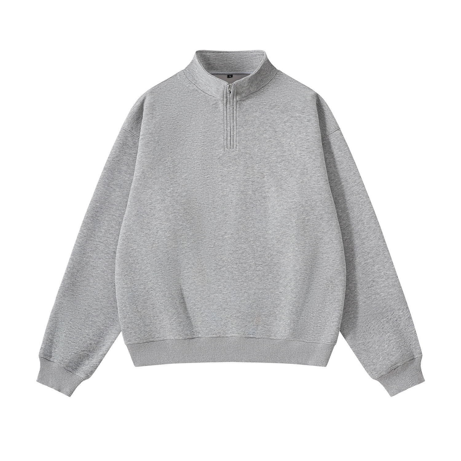 Unisex sweatshirt with zip and stand-up collar