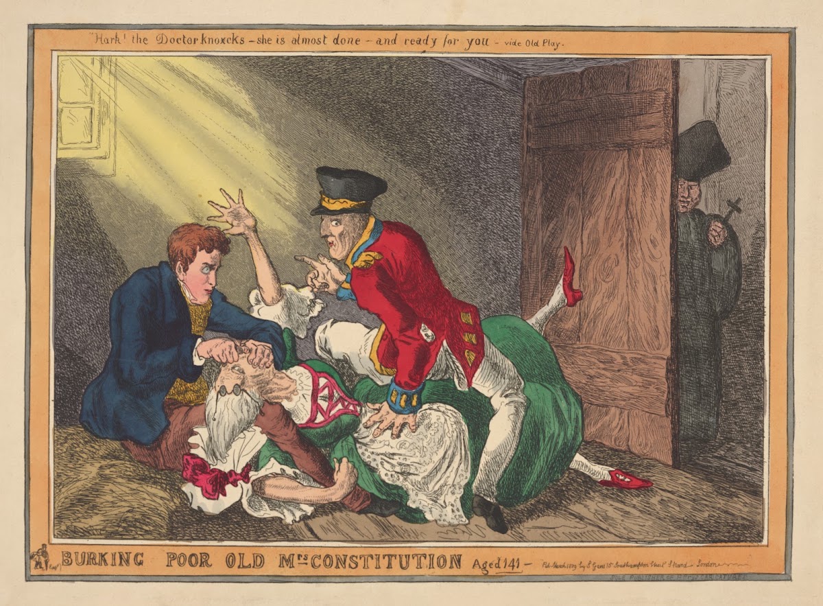 Burking poor old Mrs Constitution aged 141 1829
