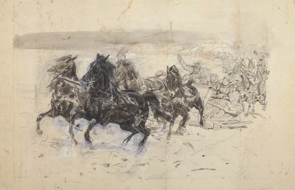 Kulig szkic do obrazu Karnawał w Polsce z 1884 r 1884
