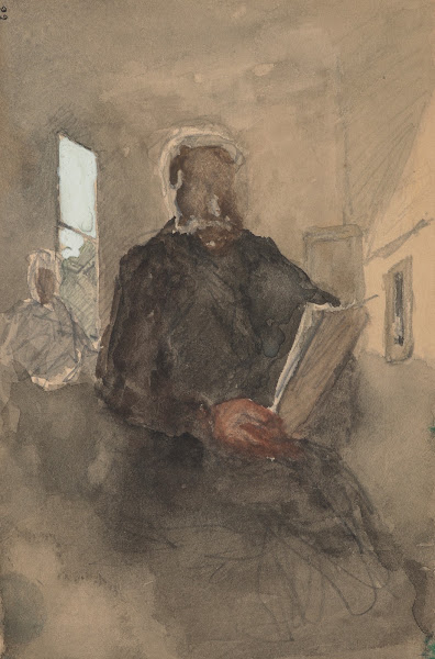 Interior scene with seated man