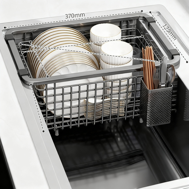 Stainless Steel Draining Basket for the Sink, Hanging