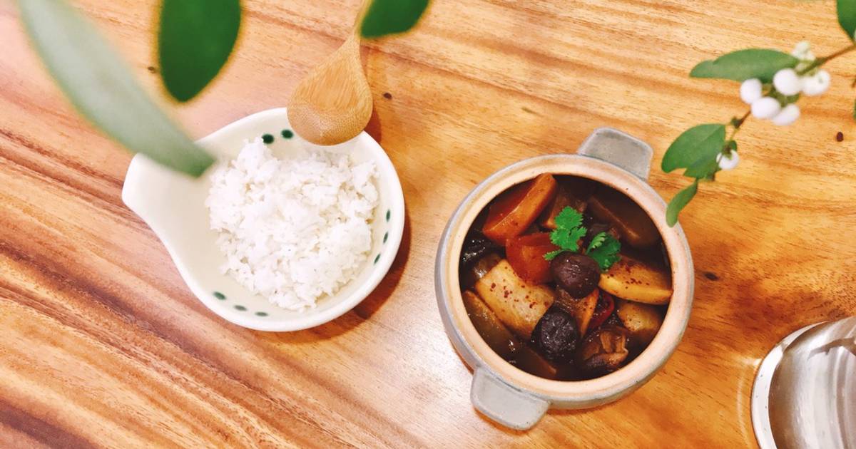 Củ cải kho nấm hương