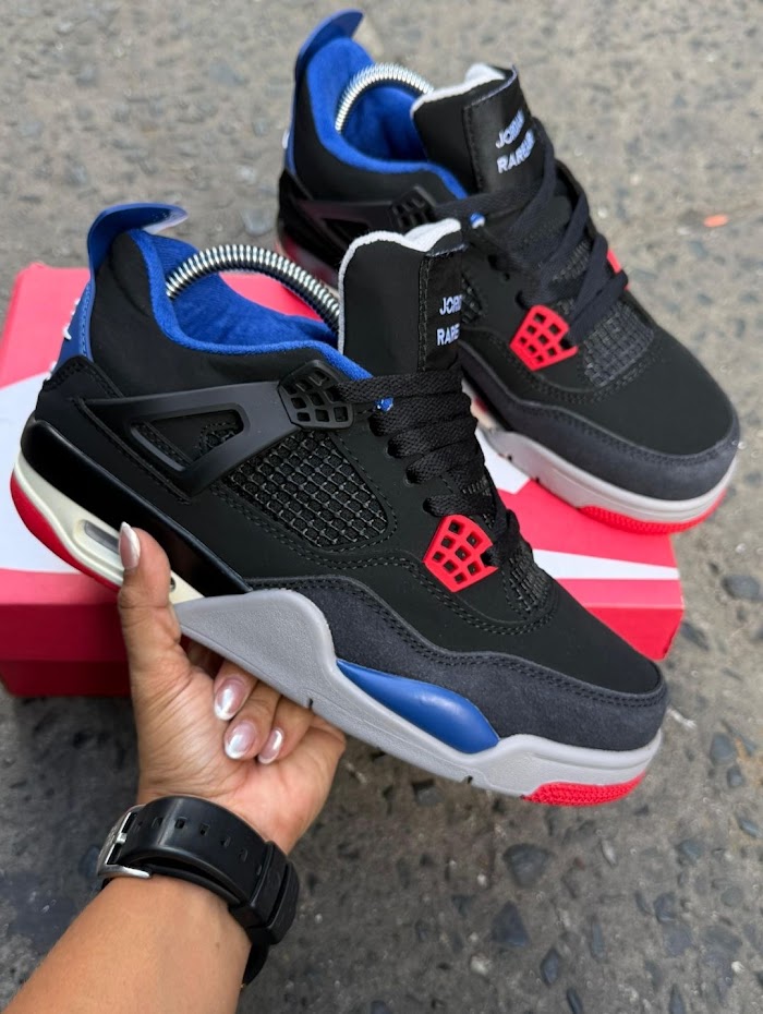 Jordan 4 Rare Negro Azul Rojo