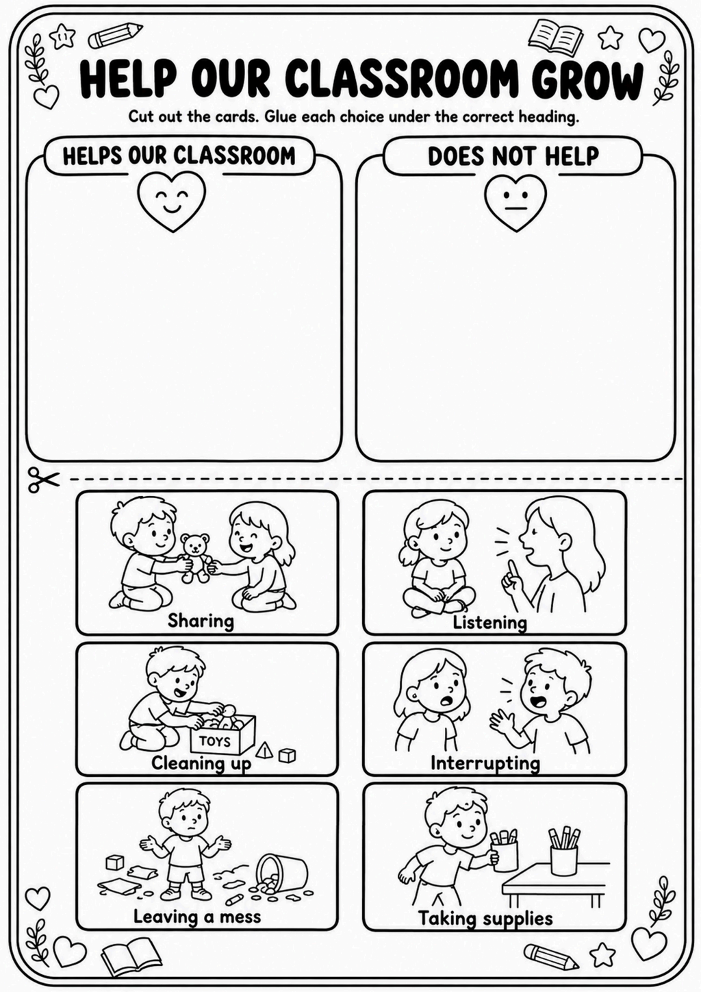 Help Our Classroom Grow Worksheet
