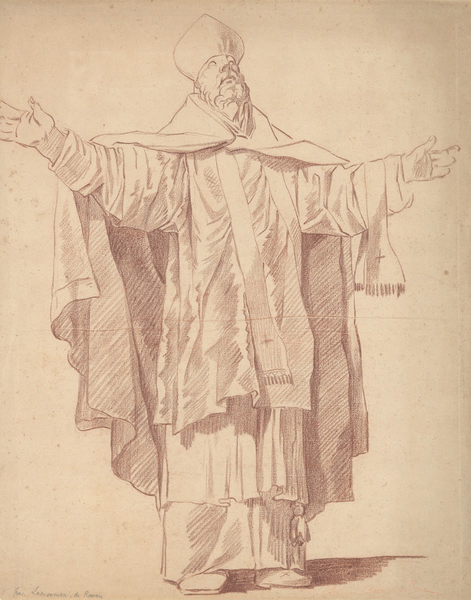Standing Ecclesiastic With Arms Upraised