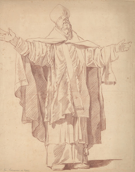 Standing Ecclesiastic With Arms Upraised