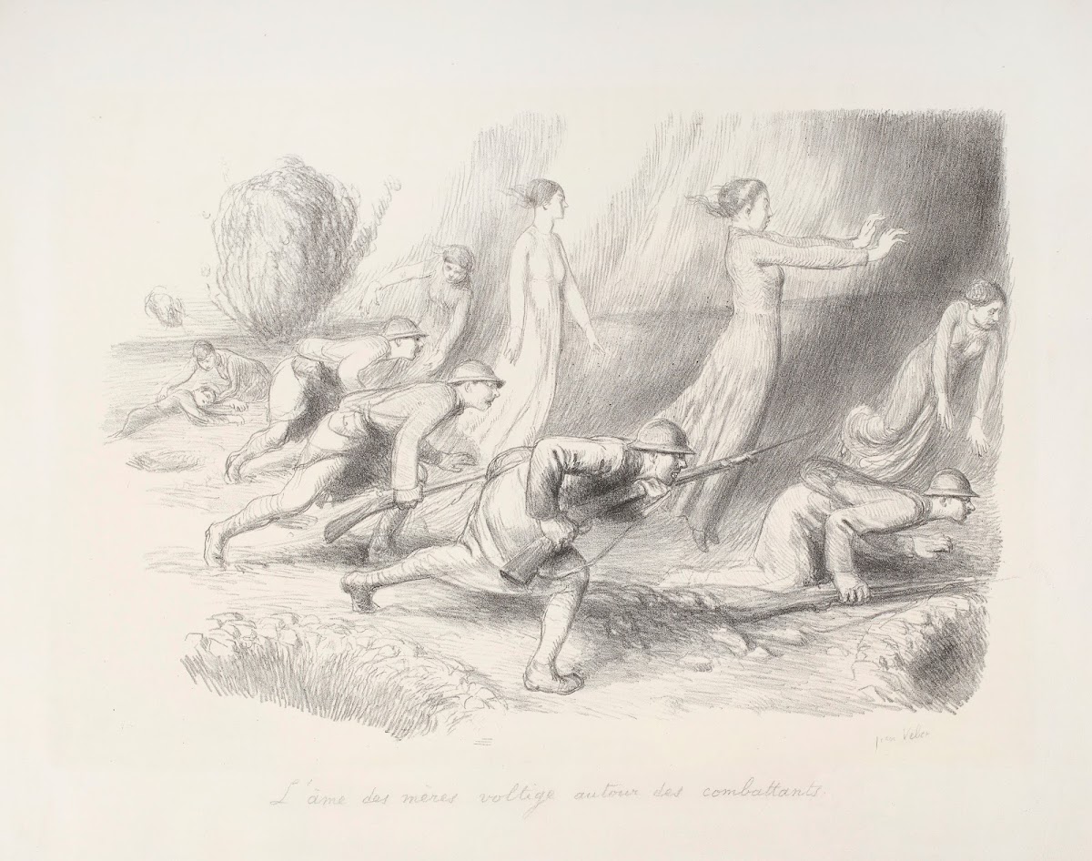 Lâme des mères voltigent autour des combattants 1910s