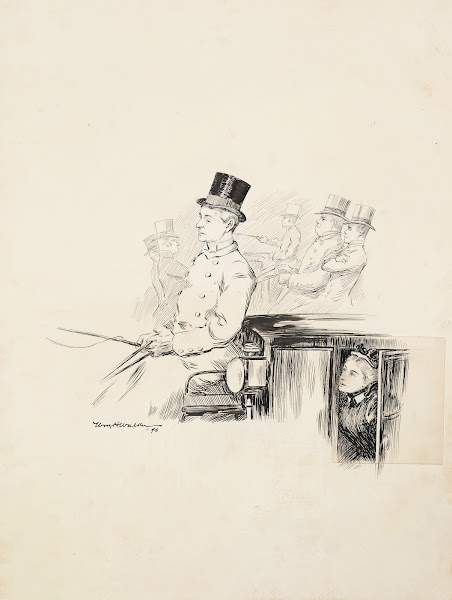 A woman is driven in a carriage 1896