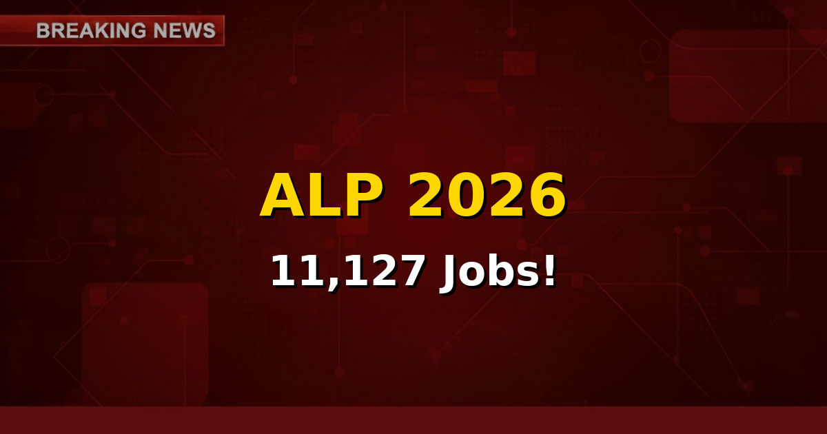 Image depicting a train and railway tracks with the text 'RRB ALP Recruitment 2026 - Your Gateway to Indian Railways'