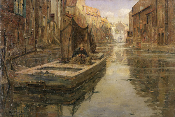 Fisherman on the Oude Houtlei in Ghent 19th century