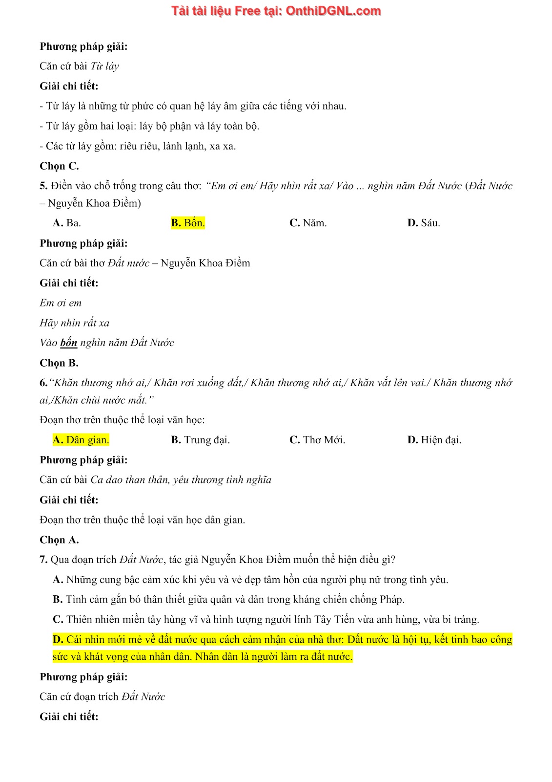 500 bài tập môn Ngữ Văn - Ôn thi ĐGNL ĐHQG TP HCM Phần 6
