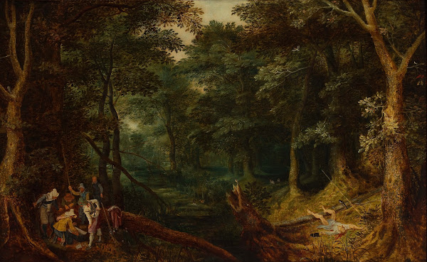 Landscape with robbers dividing the loot c 1605