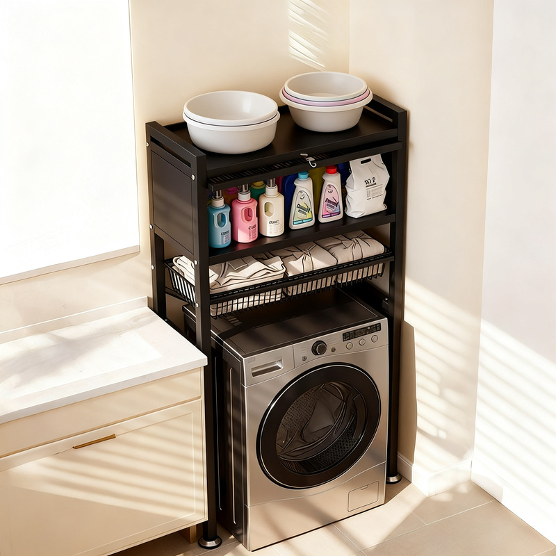 Steel Shelf for Washing Machine, 2–3 Levels with Doors