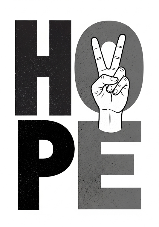 Textured HOPE Art | Peace Sign Minimalist Graphic