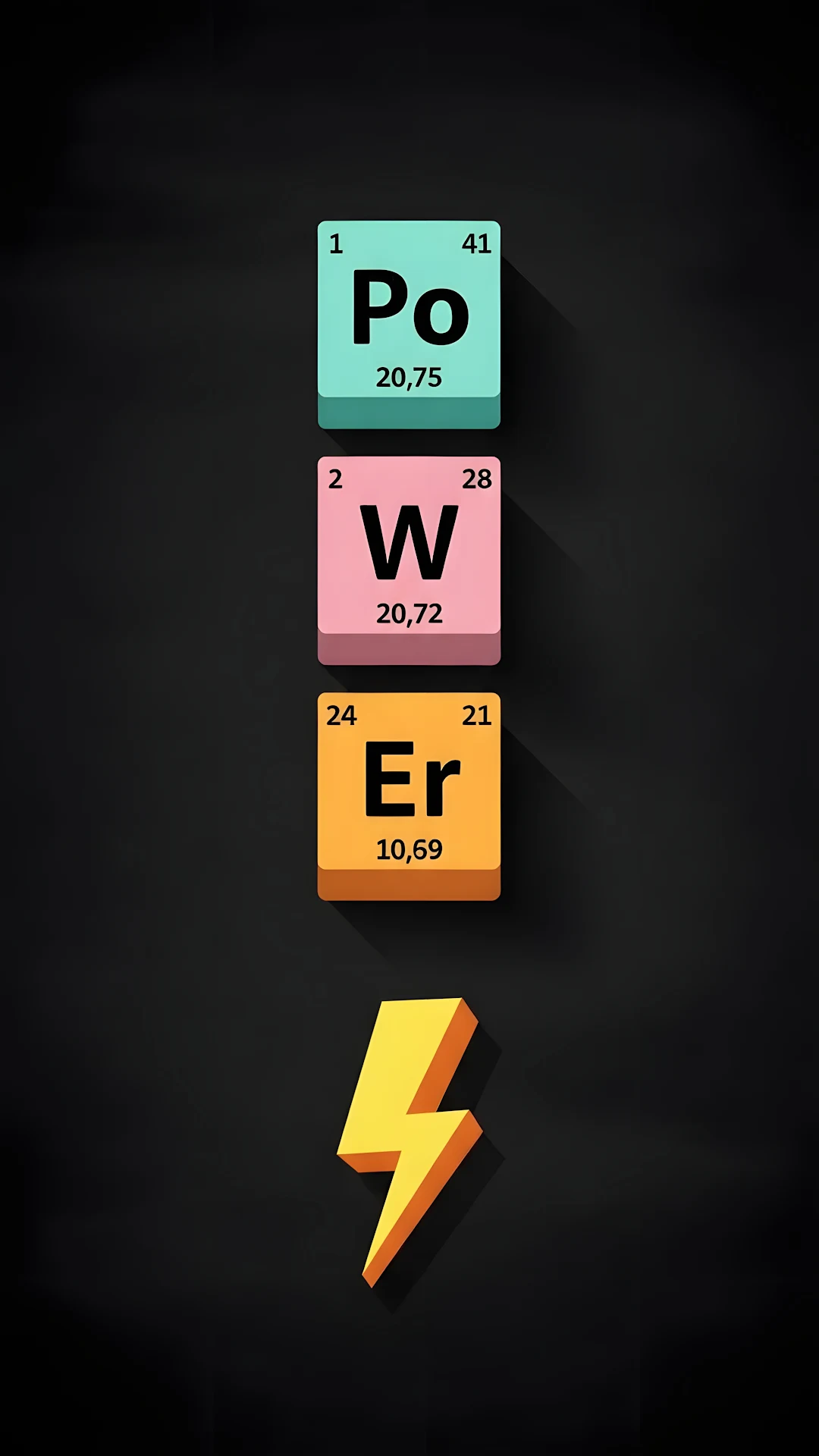 Periodic Table Blocks Spelling POWER with Lightning Bolt - Free 4K mobile Wallpaper