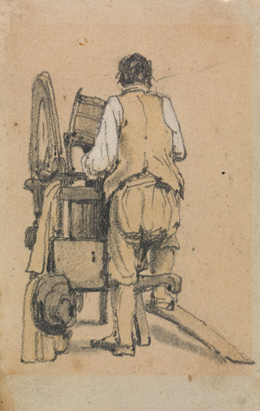 A Laborer Seen From Behind Operating a Machine before 1841
