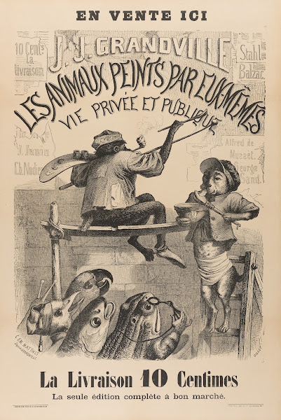 Affiche de libraire pour les Scènes de la Vie privée et publique des animaux pub