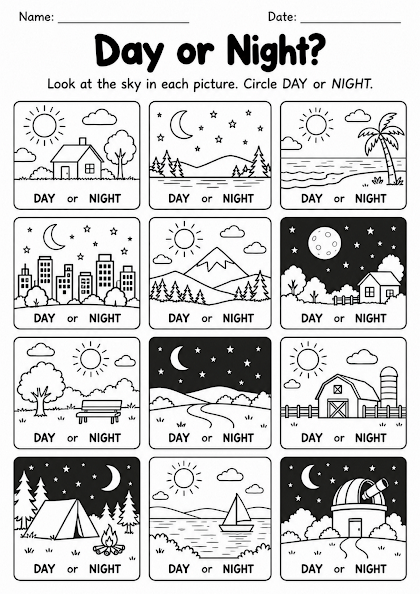 Day or Night Worksheet