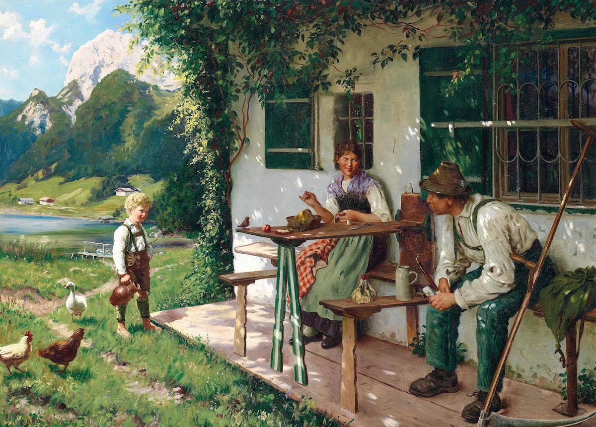 Ein Sommertag vor dem Haus
