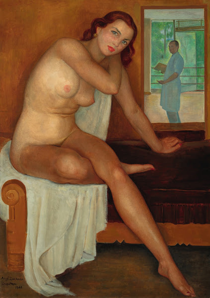 Autorretrato con modelo 1944