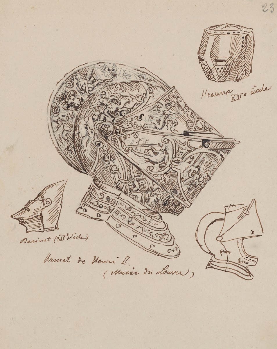 Drawings of Helmets from the 13th and 14th Centuries and the Helmet of King Henr