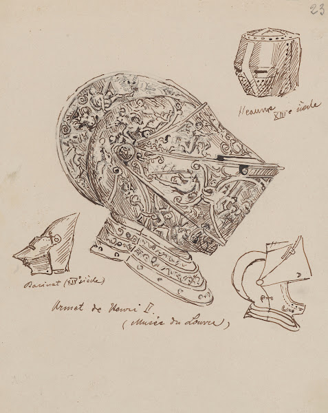 Drawings of Helmets from the 13th and 14th Centuries and the Helmet of King Henr