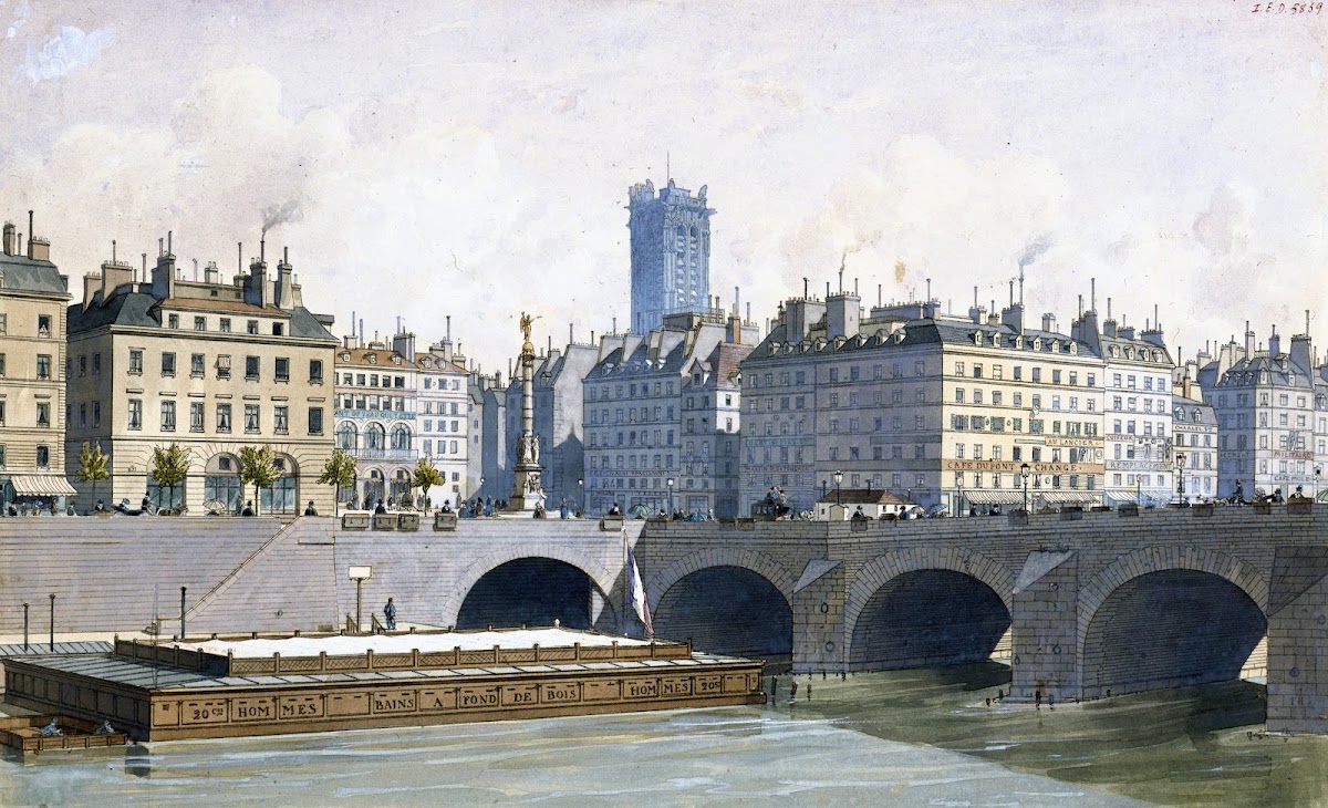 Vue de la place du Châtelet et le pont aux Changes en 1830 1915 1945