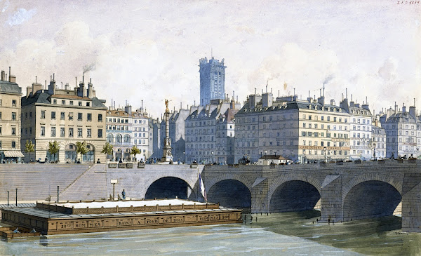 Vue de la place du Châtelet et le pont aux Changes en 1830 1915 1945