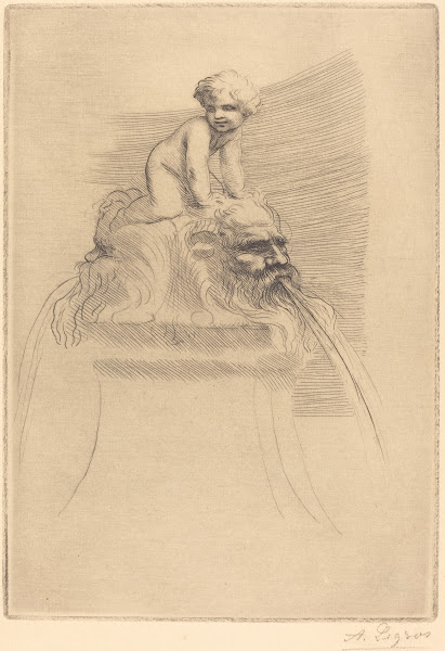 Small Fountain child Playing on the Grotesques Petite fontaine enfant qui joue s