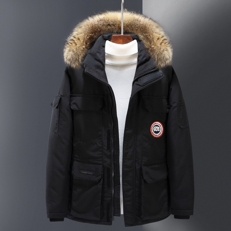 Herren-Daunenparka, mittellang, für Outdoor-Aktivitäten