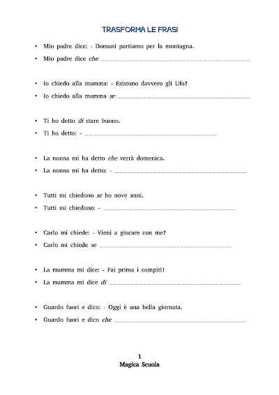 Anteprima della prima pagina: Trasforma le frasi