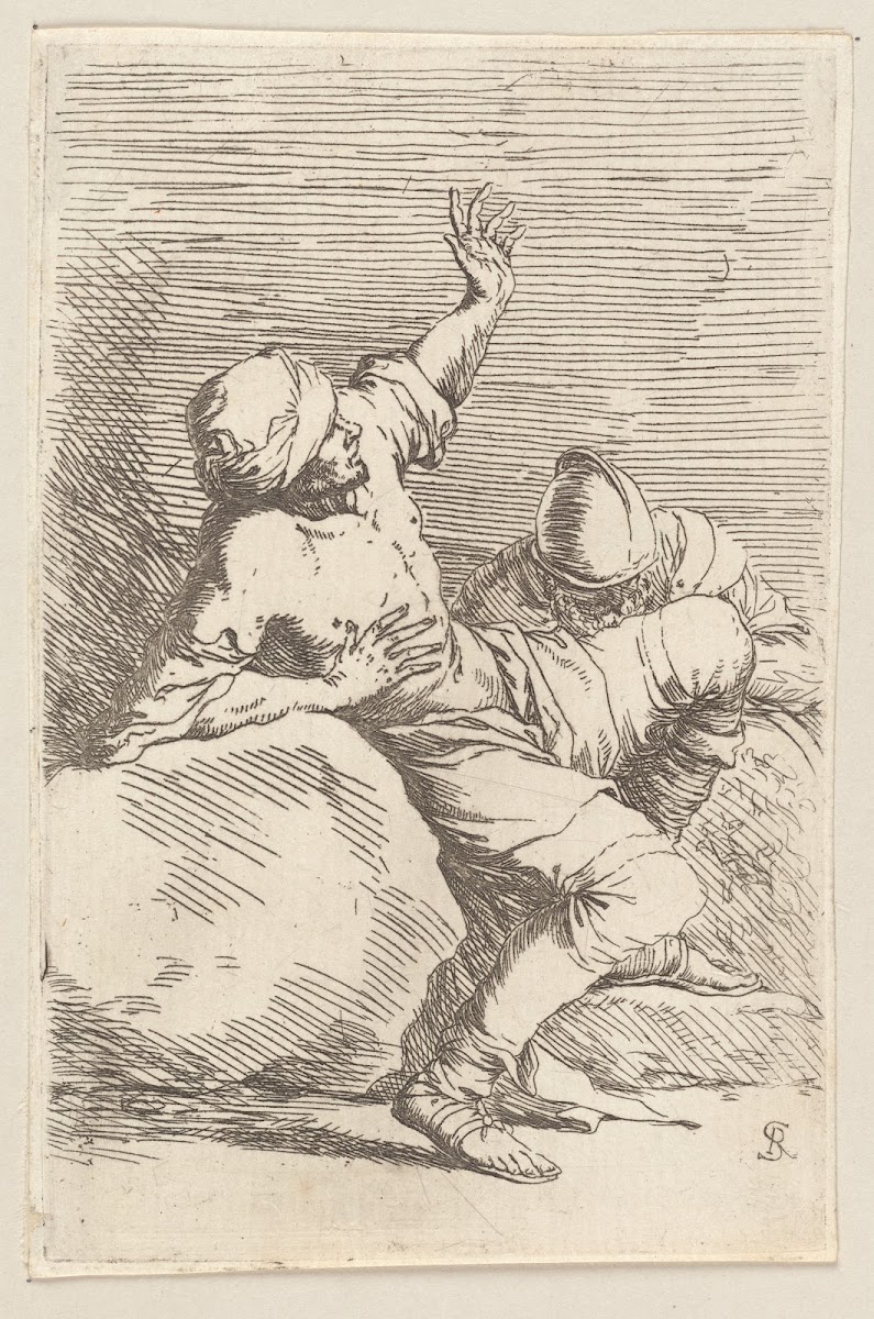 Man Pointing Upward and Soldier in Repose 1656   1657