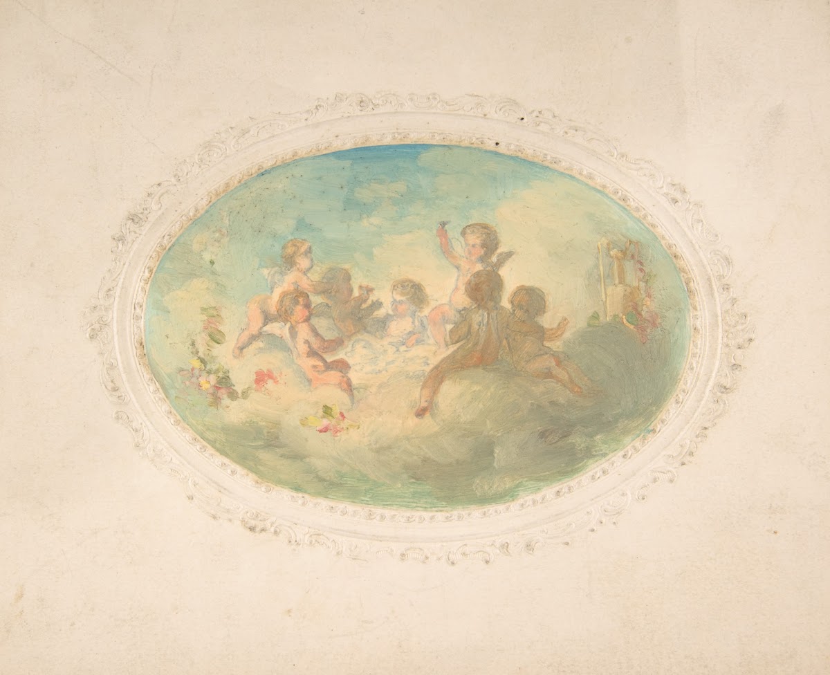 Winged putti at a banquet 19th Century