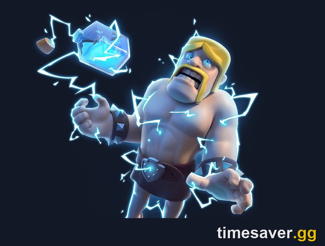 Clash Royale Lightning spell artwork, the 6-Elixir Frozen Peak unlock used in the Giant beatdown deck