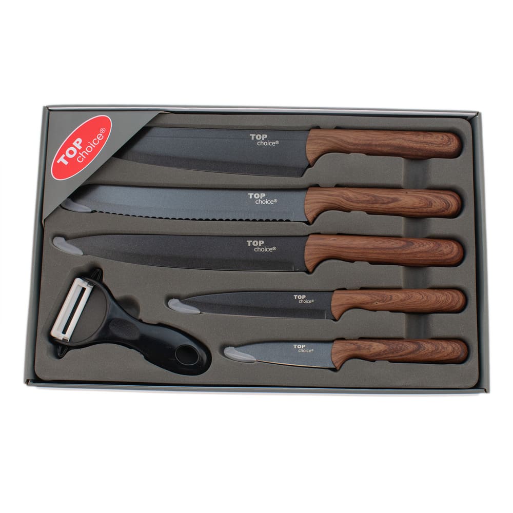 Set de cuchillos de acero inoxidable Top Choice™ color negro, 6 piezas