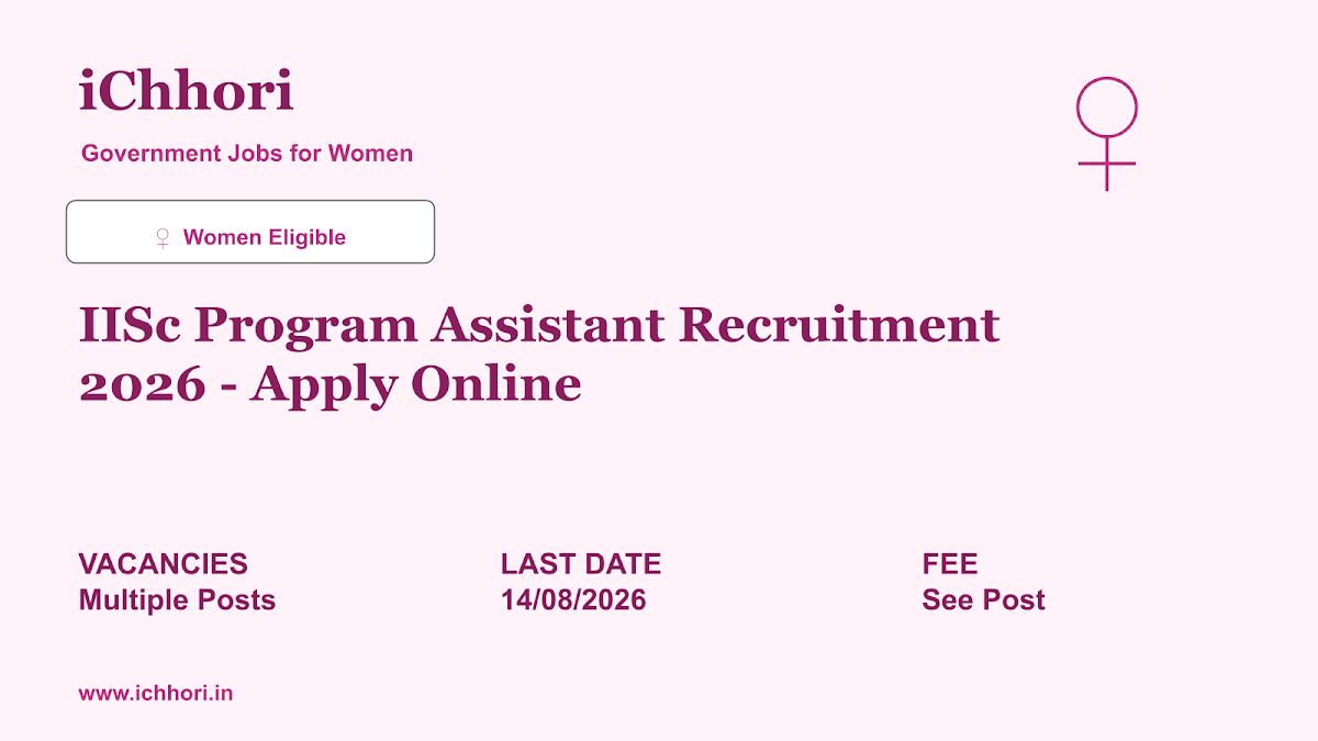 IISc Program Assistant Recruitment 2026 - Apply Online - iChhori