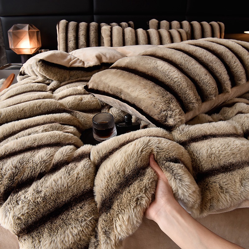 Milchfaser-Fleece Bettwäsche-Set, geometrisch, 4-teilig