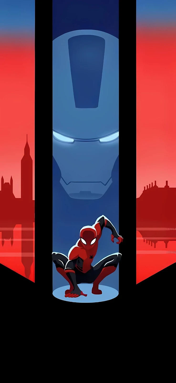 Spider-Man And Iron Man Artwork - Minimalist Vector Illustration Full HD iPhone Wallpaper (1080x2341)