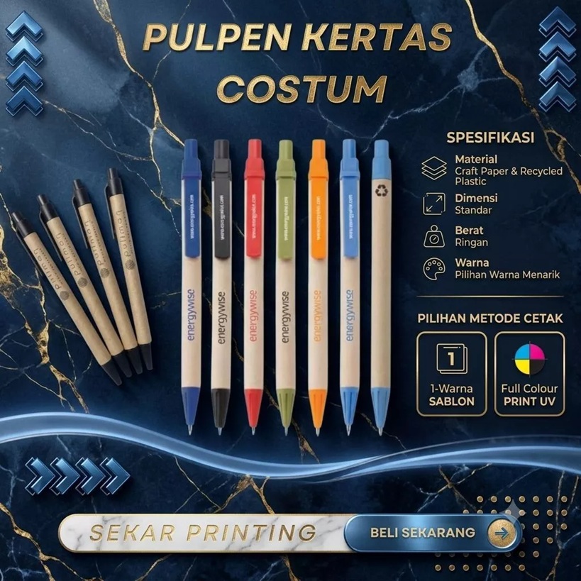 pulpen kertas/pulpen promosi/pulpen costum/logo suka - suka — Sekar Printing